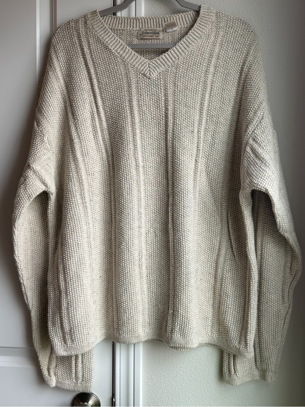 V-Neck Cream Cotton Sweater